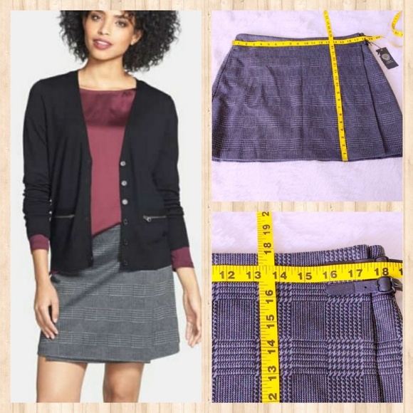 NWT VINCE CAMUTO PLAID SKIRT FAUX WRAP - Picture 2 of 9